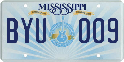 MS license plate BYU009