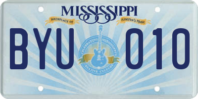 MS license plate BYU010