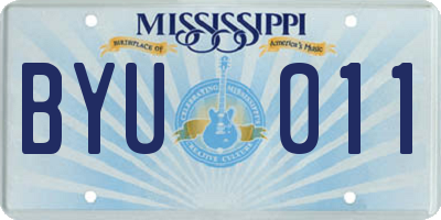 MS license plate BYU011