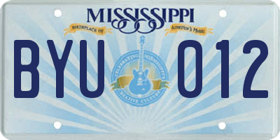 MS license plate BYU012
