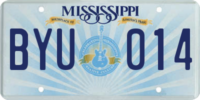 MS license plate BYU014