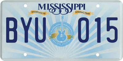 MS license plate BYU015