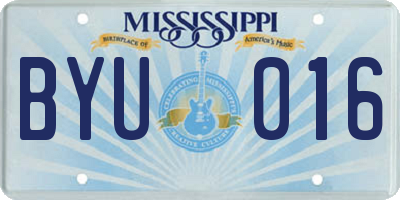 MS license plate BYU016