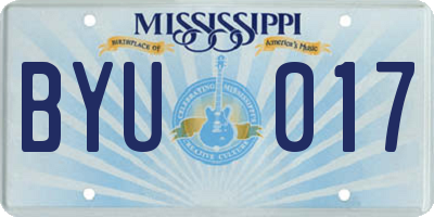 MS license plate BYU017