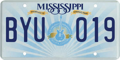 MS license plate BYU019