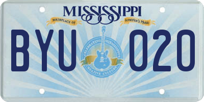 MS license plate BYU020