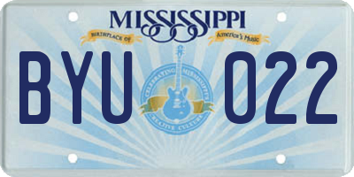 MS license plate BYU022