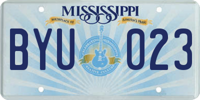 MS license plate BYU023