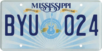 MS license plate BYU024