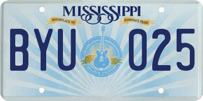 MS license plate BYU025