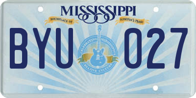 MS license plate BYU027