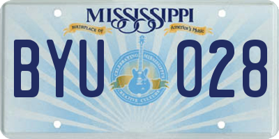 MS license plate BYU028