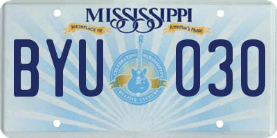 MS license plate BYU030