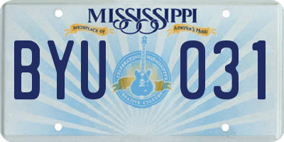 MS license plate BYU031