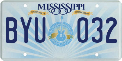 MS license plate BYU032