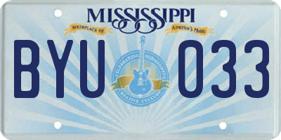 MS license plate BYU033