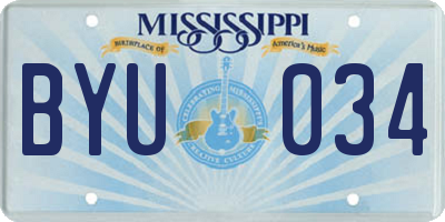 MS license plate BYU034