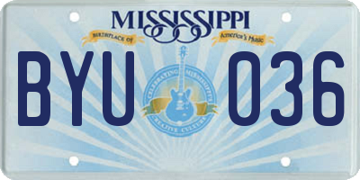 MS license plate BYU036