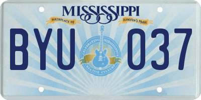 MS license plate BYU037