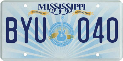 MS license plate BYU040