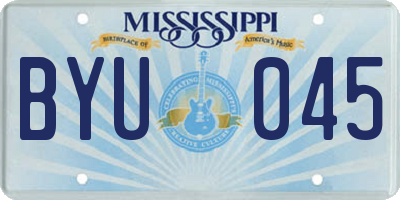 MS license plate BYU045