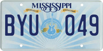 MS license plate BYU049