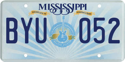 MS license plate BYU052