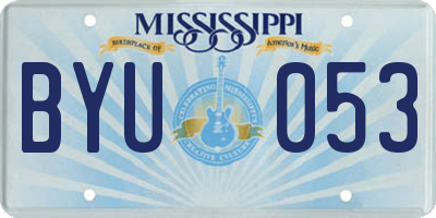 MS license plate BYU053