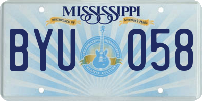 MS license plate BYU058