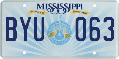 MS license plate BYU063