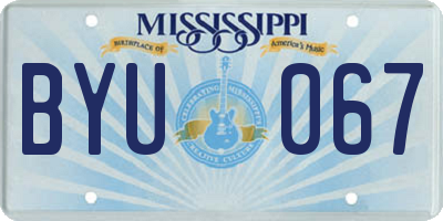 MS license plate BYU067