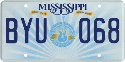 MS license plate BYU068