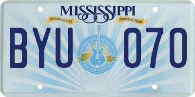 MS license plate BYU070