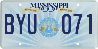 MS license plate BYU071