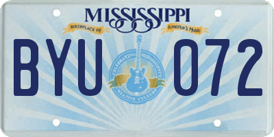 MS license plate BYU072