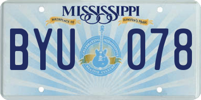 MS license plate BYU078