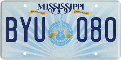 MS license plate BYU080