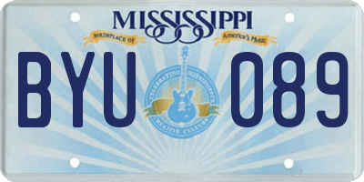 MS license plate BYU089