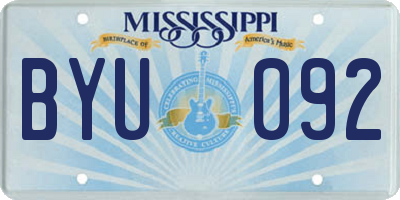 MS license plate BYU092