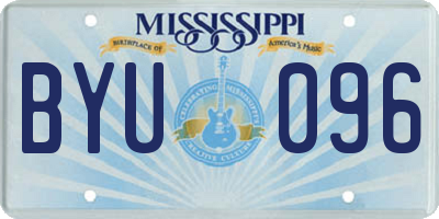 MS license plate BYU096