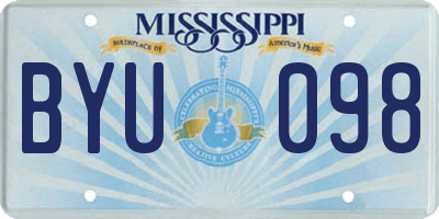 MS license plate BYU098