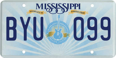MS license plate BYU099