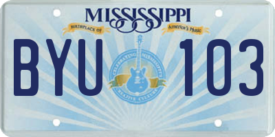 MS license plate BYU103