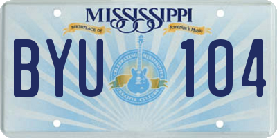MS license plate BYU104