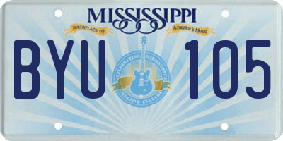 MS license plate BYU105