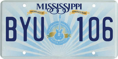 MS license plate BYU106