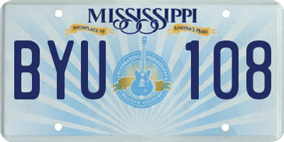 MS license plate BYU108
