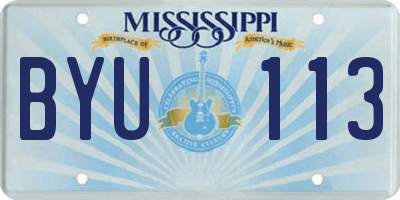 MS license plate BYU113
