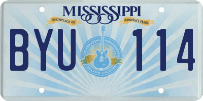 MS license plate BYU114