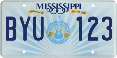 MS license plate BYU123